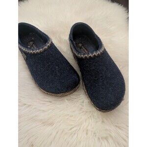 Grizzly GZH Captains Blue Haflinger Wool Felt Slip-On Clogs Size 38